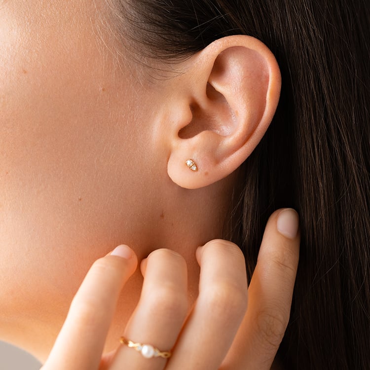 Zlaté náušnice s perlami a lab-grown diamanty Clarice 126732