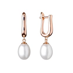 Pozlacené visací náušnice s perlami Moishe