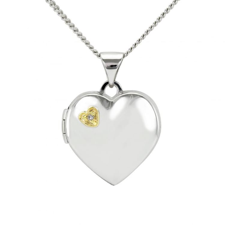 Srdíčkový otevírací medailon s diamantem Dialah