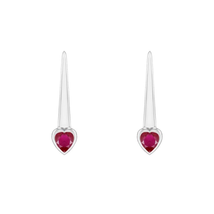 Visací náušnice s rubínovými srdíčky Levy 99834