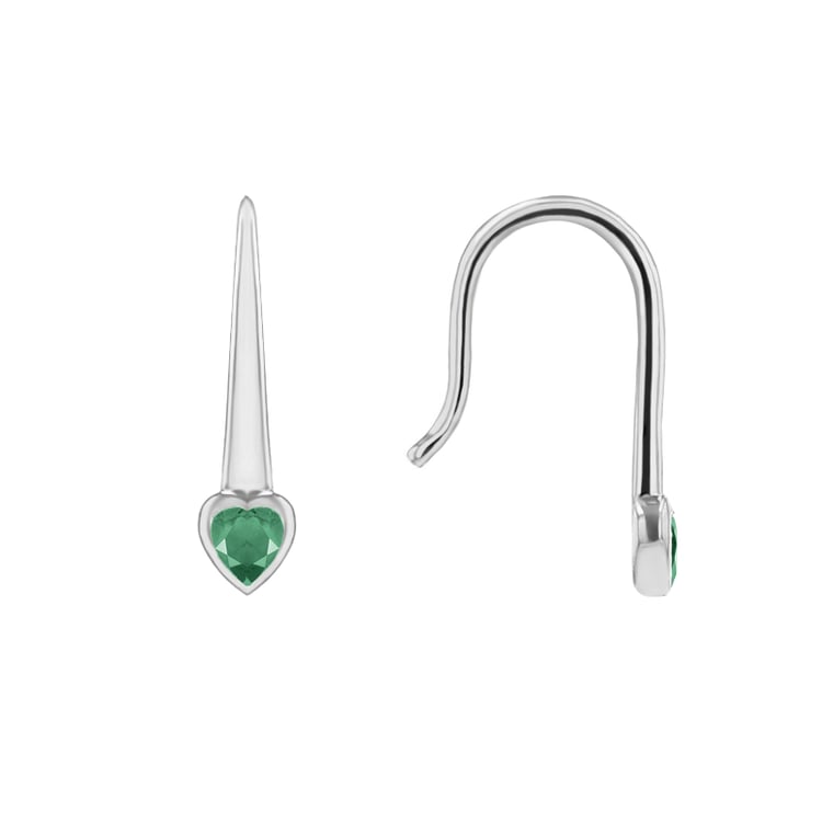 Visací náušnice se smaragdovými srdíčky Levy 144772