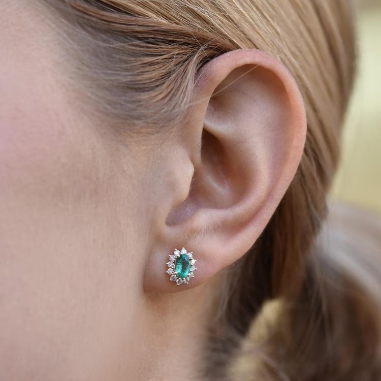 Náušnice s diamanty a smaragdy 10267