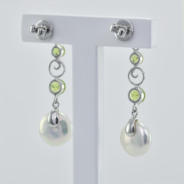 Náušnice s perlami a peridoty 2311