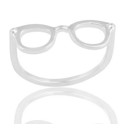 Stříbrný módní prstýnek ve tvaru brýlí Uriel