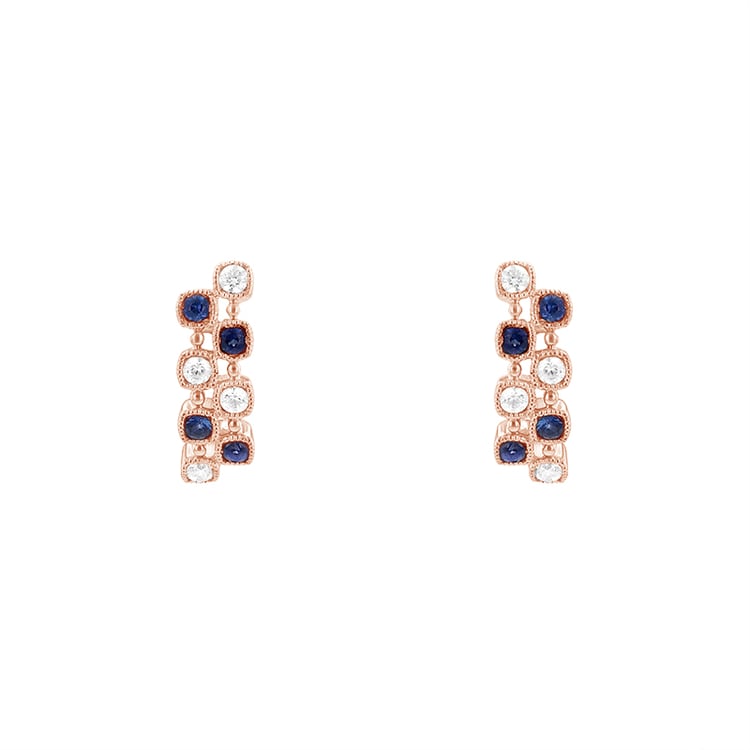  Napichovací náušnice s diamanty a safíry z růžového zlata 85388