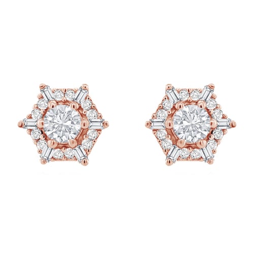 Náušnice ve tvaru hexagon s lab-grown diamanty Shamil