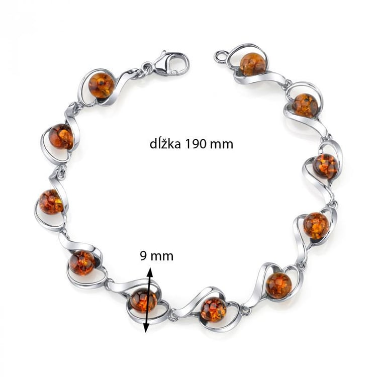 Stříbrný jantarový náramek Kamea 5437