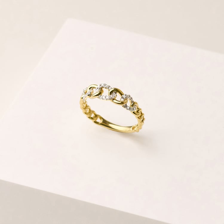 Zlatý proplétaný prsten s lab-grown diamanty Rakhi 165539