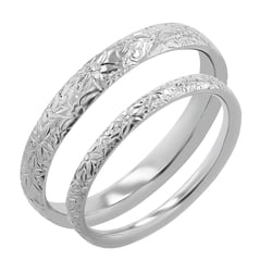 Snubní prsteny s ruční rytinou květin Willis