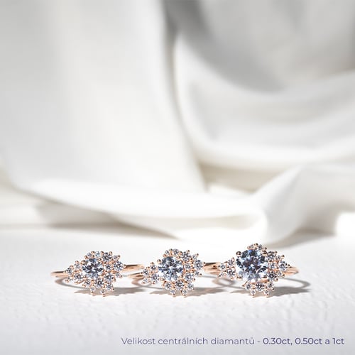 Atypický zásnubní cluster prsten s lab-grown diamanty Moore