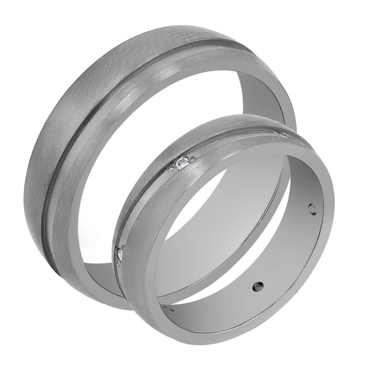 Titanové snubní prsteny s diamanty Carys