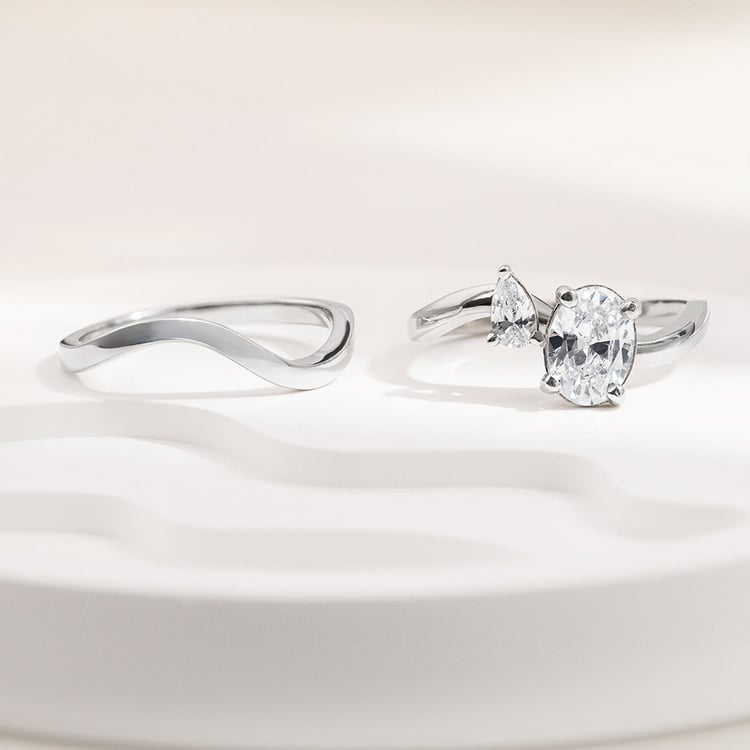 Romantický zásnubní set atypických prstýnků s diamanty Flora 156823