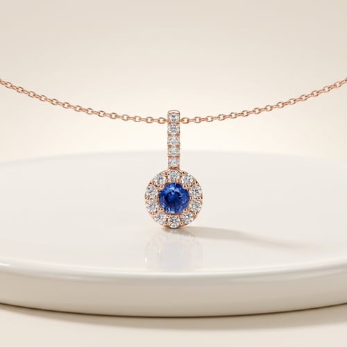 Stříbrný elegantní přívěsek s modrým safírem a lab-grown diamanty Harvey