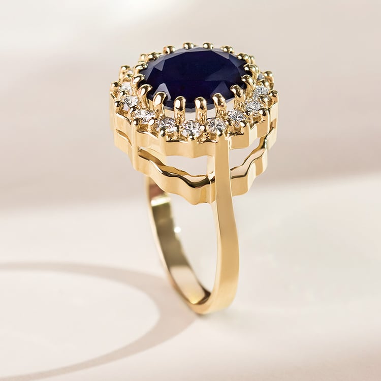 Halo prsten se safírem a diamanty Chrys 155224