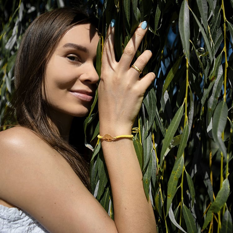 Stříbrný šňůrkový náramek se stromem života Wicks 108754