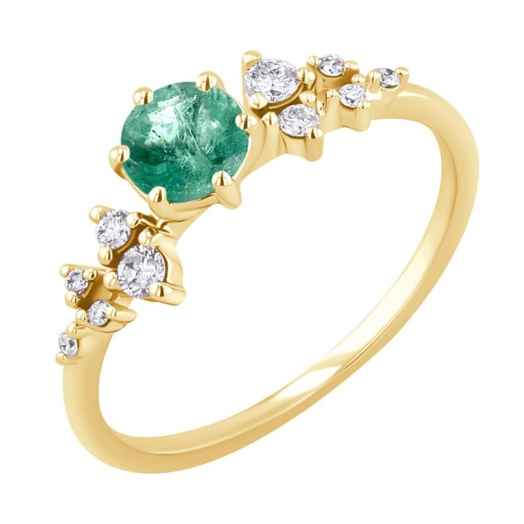 Zásnubní prsten se smaragdem a diamanty Olha 151101