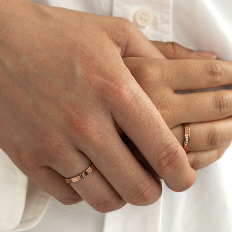 Zlaté ploché snubní prsteny s diamanty Yorik 124772