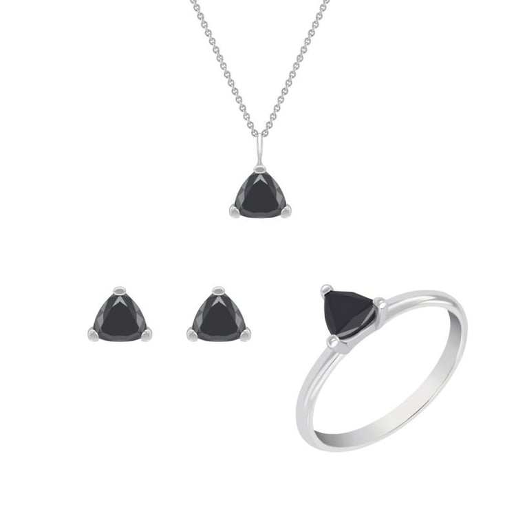 Zlatá kolekce šperků s trillion černými diamanty