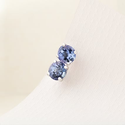 Zlaté náušnice s okrouhlými tanzanity Hulda