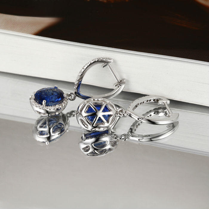 Náušnice s kianitmi a diamanty zlaté 2117