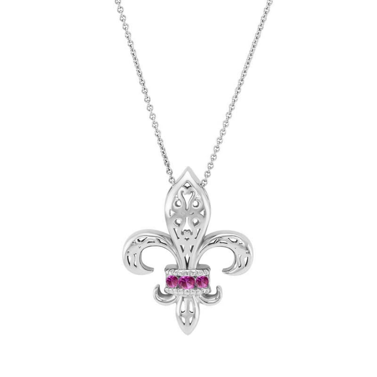 Fleur de lis vintage náhrdelník se safíry