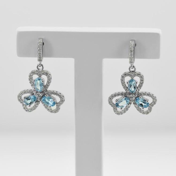 Náušnice s topazy ve tvaru trojlístku 46305