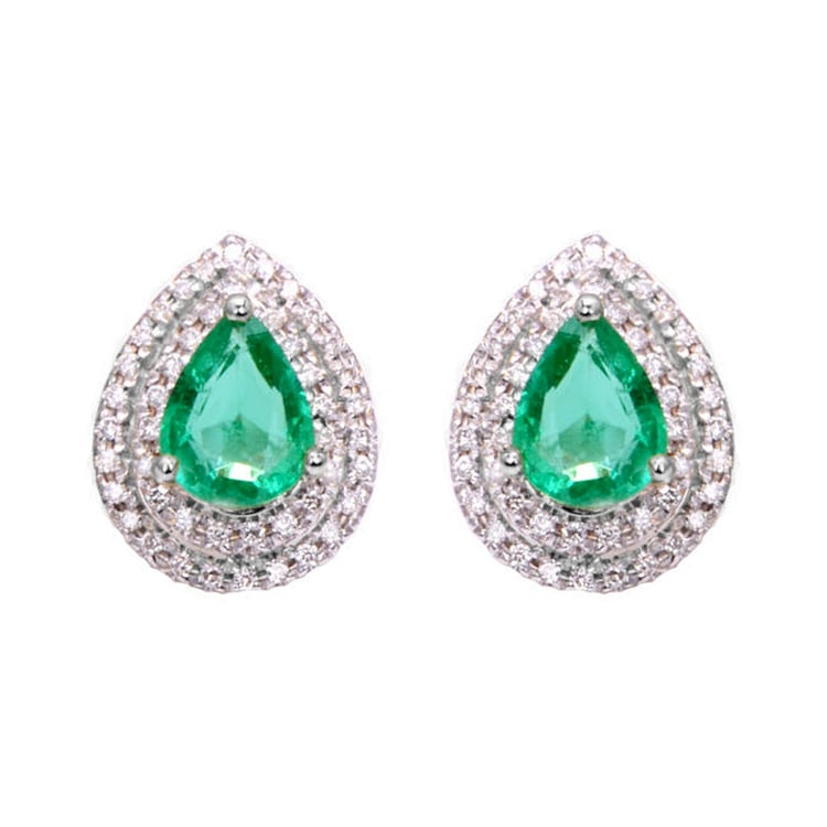 Smaragdové náušnice s diamanty 90540