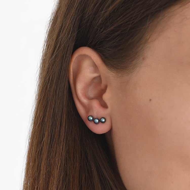 Minimalistické náušnice s černými perlami 61329