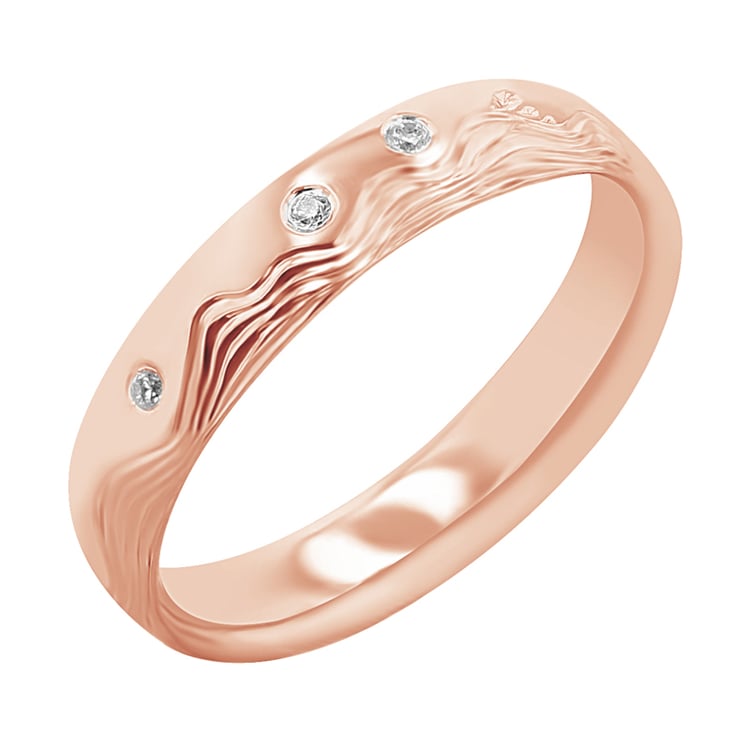 Snubní prsteny s ruční rytinou vln a diamanty Laurien 117254