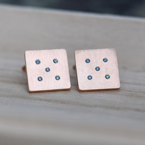 Manžetové knoflíčky ze zlata s modrými diamanty Orien