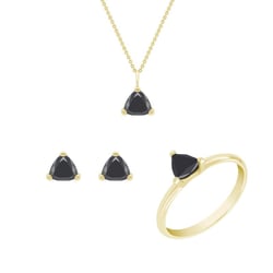 Zlatá sada šperků s trillion černými diamanty Julie