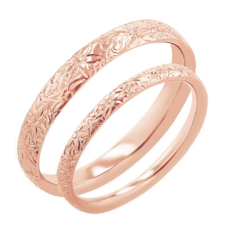 Snubní prsteny s ruční rytinou květin Willis