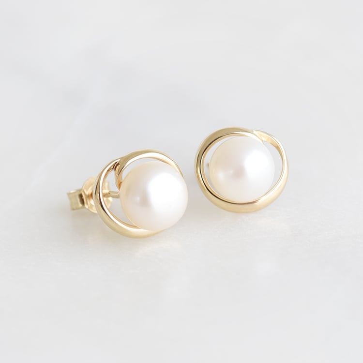 Zlaté náušnice s perlami 91460