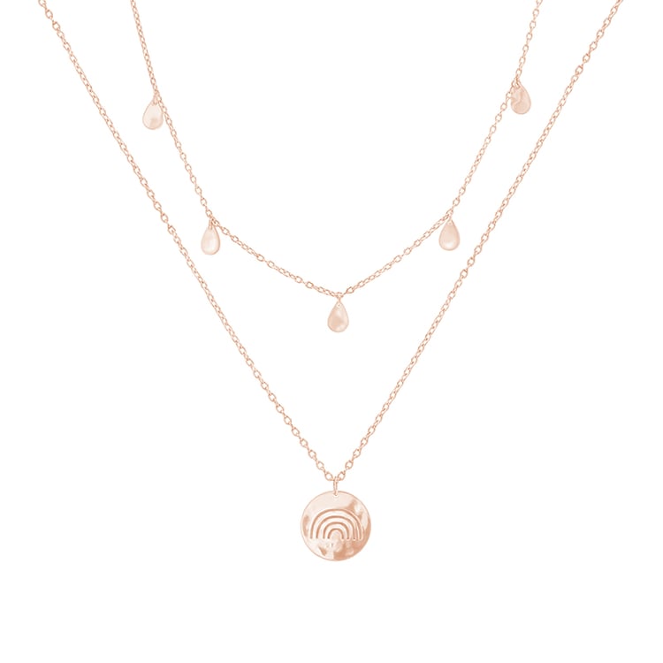 Set stříbrného přívěsku a náhrdelníku s kapkami a duhou A Cup Of Style