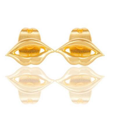 Pozlacené stříbrné rty v náušnicích Kissi