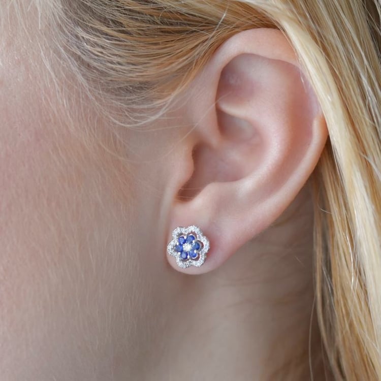 Náušnice se safíry a diamanty 106842