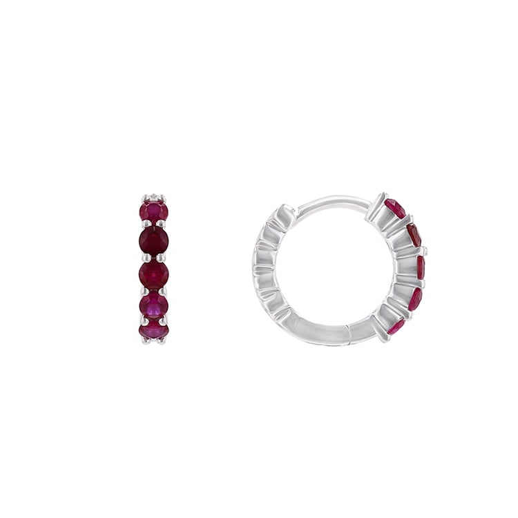 Kruhové náušnice s rubíny z bílého zlata 85196
