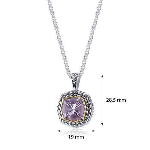 Stříbrný 6ct náhrdelník s ametystem Basha 5462