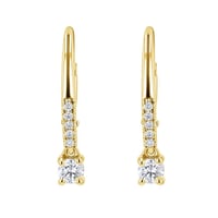 Zlaté visací náušnice s 0.1ct přírodním diamantem Noor