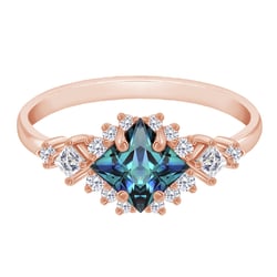 Zásnubní prsten s princess alexandritem a moissanity Medrie