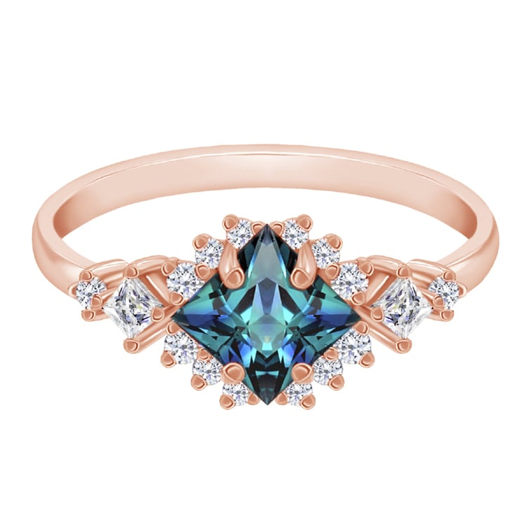 Prsten s princess alexandritem a moissanity 67551
