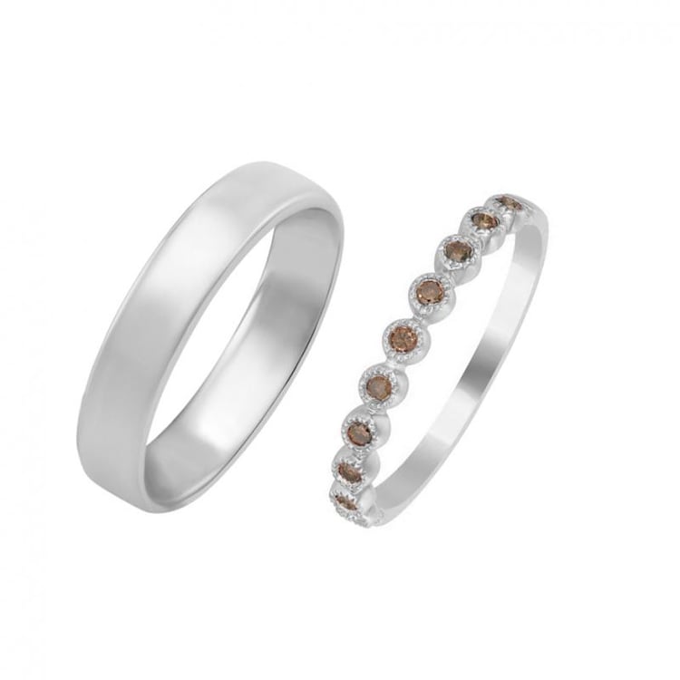 Zlatý eternity prsten s diamanty a pánský komfortní 36522