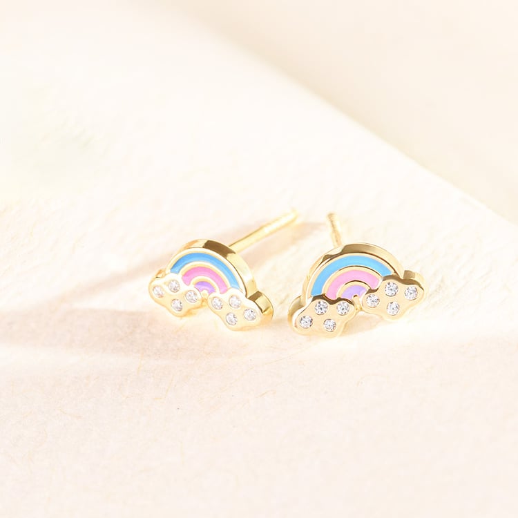 Zlaté dětské náušnice ve tvaru duhy Holly 164375