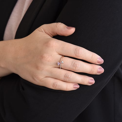 Roztomilý prsten s ametystem, safírem a diamanty Felix