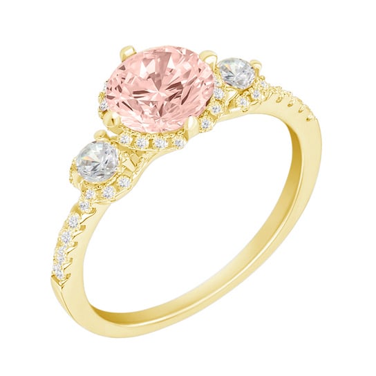 Zlatý zásnubní prsten s diamanty a s morganitem 59292