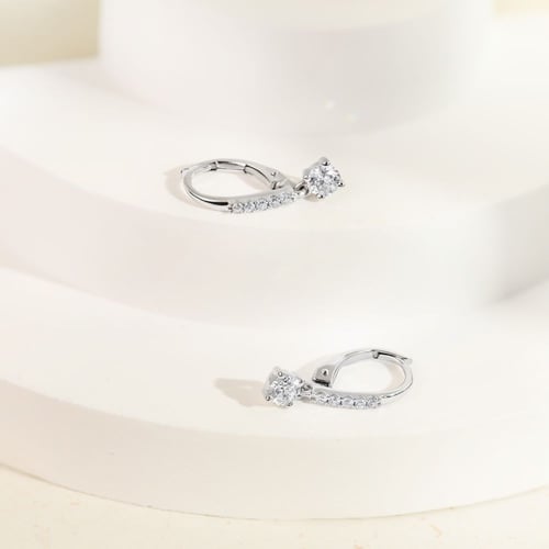 Zlaté visací náušnice s 0.2ct lab-grown diamantem Sumaya