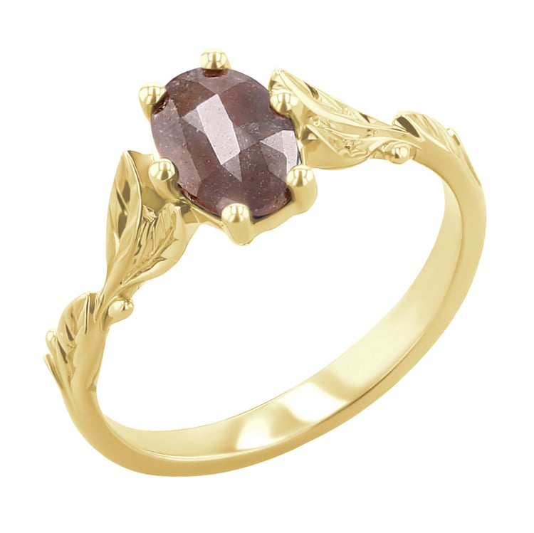 Prsten se salt and pepper diamantem a ručně rytými lístky Dakota 147569