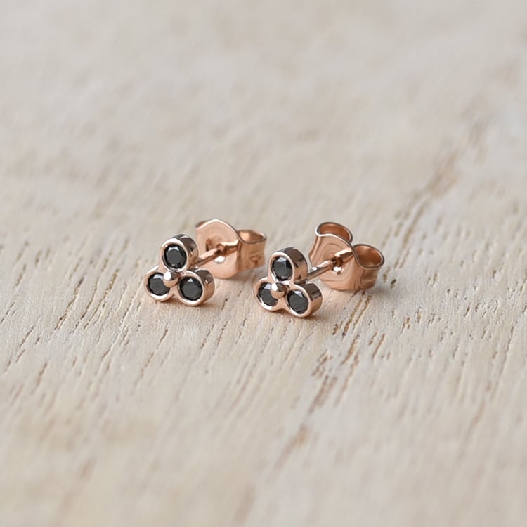 Zlaté náušnice s černými diamanty 63689