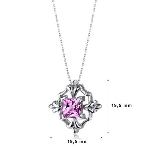 Náhrdelník s růžovým safírem stříbrný 2257