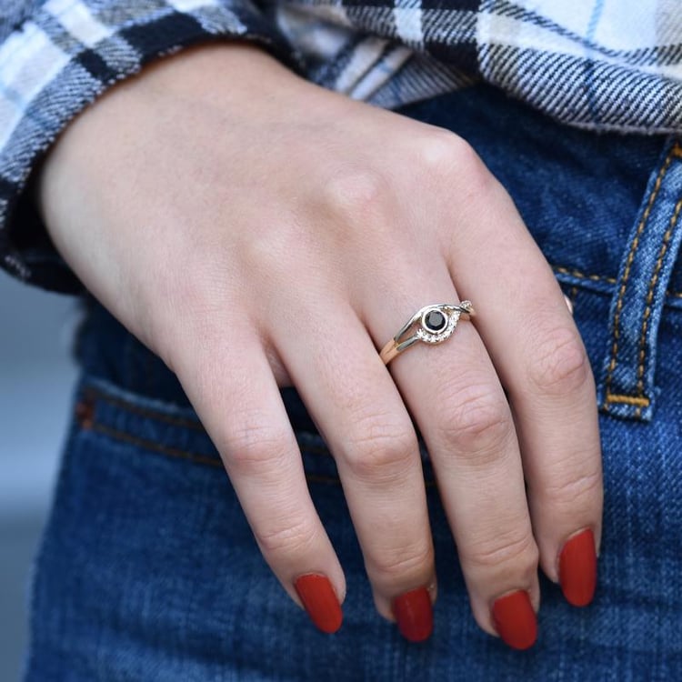 Prsten s černým diamantem 35442